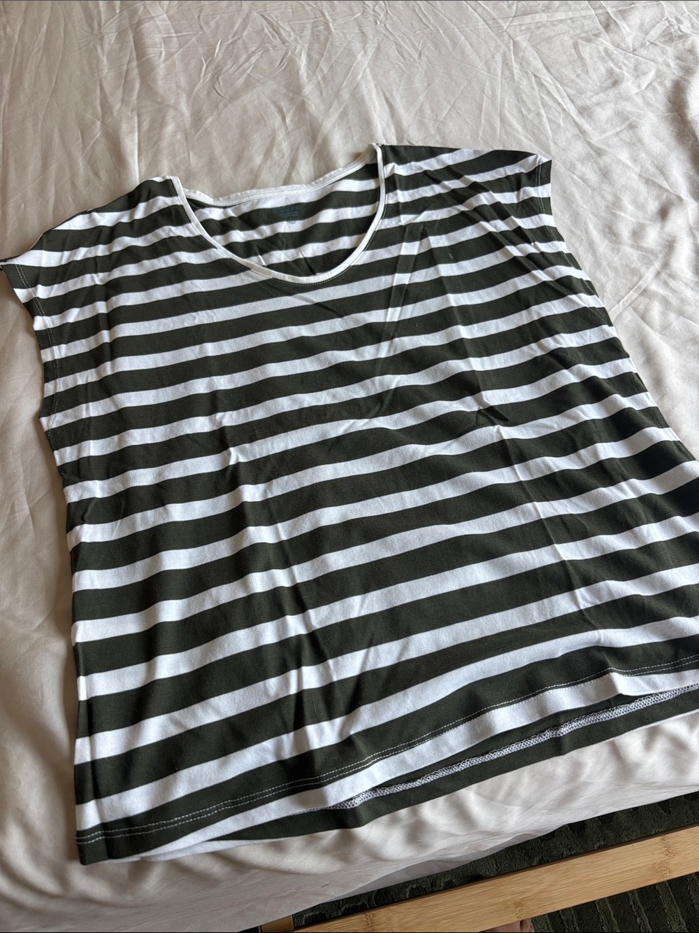 Striped Olive and White Women's Tank Top